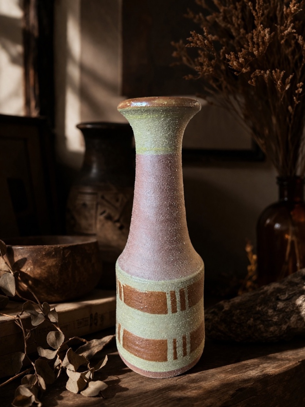 Signed Studio Pottery Vase 10” Bruce Linkshire Aberdeen WA Earth Tone Rustic